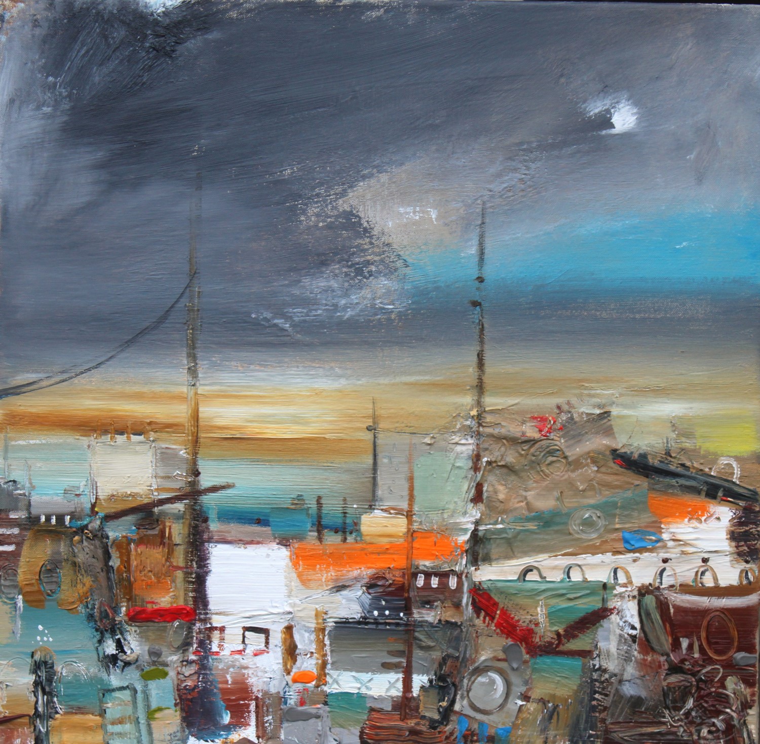 'Night setting on at the harbour' by artist Rosanne Barr